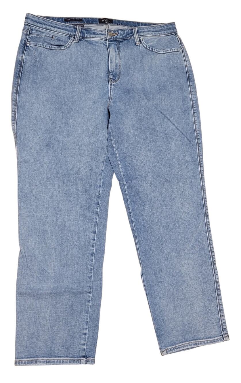 NYDJ Stella Relaxed Jeans 14 Medium Wash Minorca Isle Lift Tuck Ankle Straight